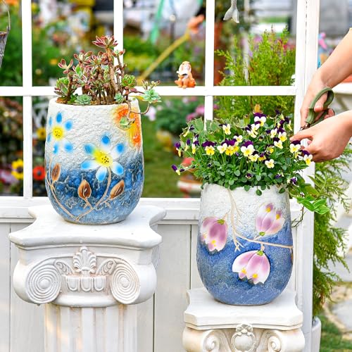 10.6 Inch Hand Painted Ceramic Succulent Plant Pot