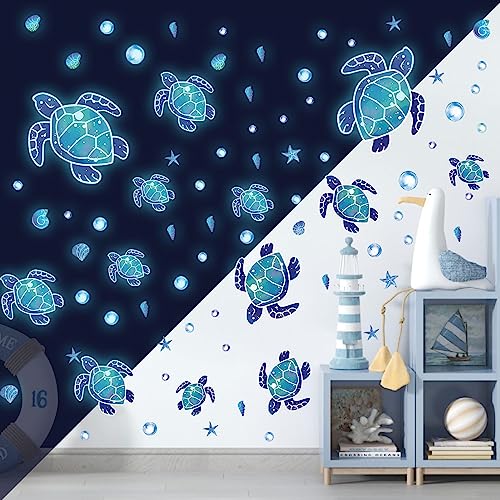 Glow in The Dark Sea Turtle Wall Decals (3 Count)