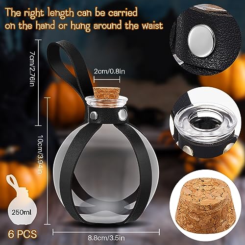 6 Pcs Halloween Glass Potion Bottles with Cork Belt (6 Count)