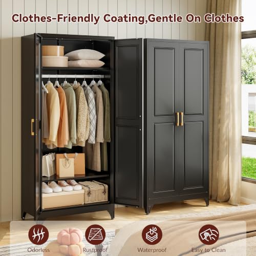 71" Tall Metal Wardrobe Closet