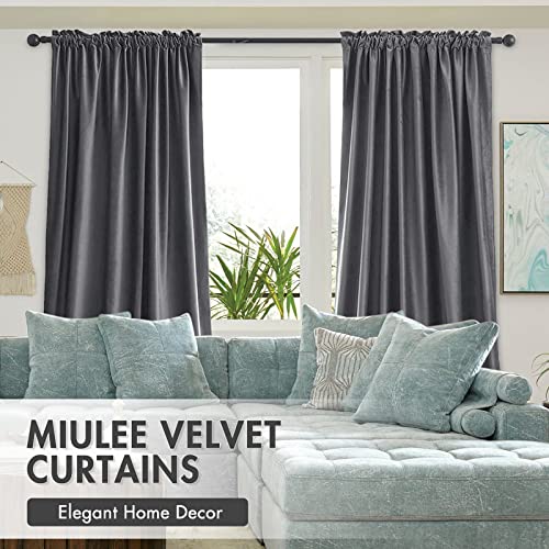Grey Blackout Velvet Curtains Drapes 84 Inch Long 52"x84" Bedroom (2 Count)
