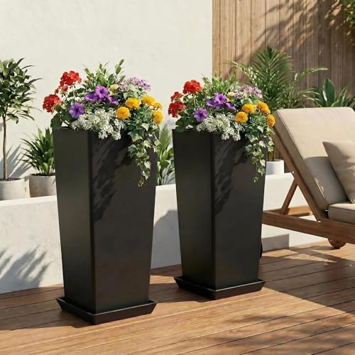 Set of 2 Tall Planters for Outdoor Plants (2 Count)