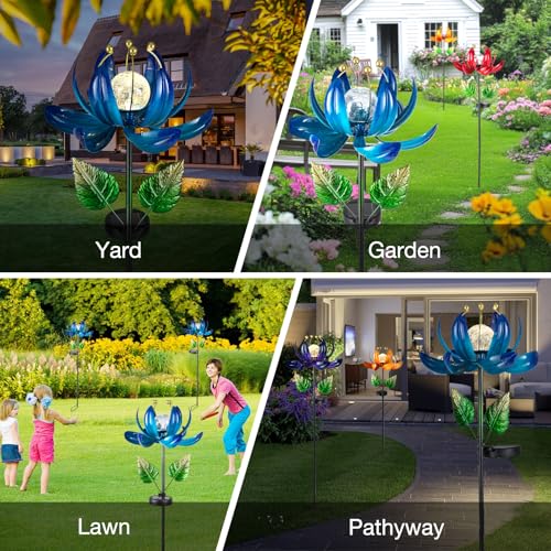 Solar Garden Lights Metal Flower Decor