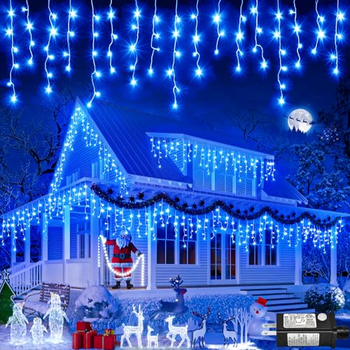 66FT Icicle Lights for Outside 640 LED Blue Christmas Lights Outdoor