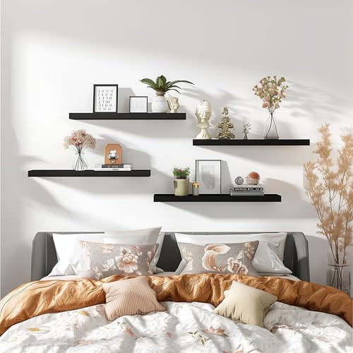 Wood Floating Shelves for Wall Decor (4 Count)