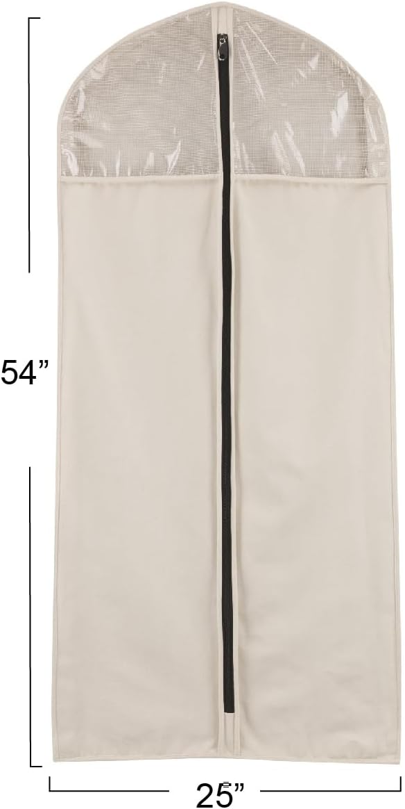 Household Essentials 3392-1 Cedarline Collection Hanging Garment Bag | Dress and Suit Protector | Natural Cotton Canvas,Off-White - NestledHome