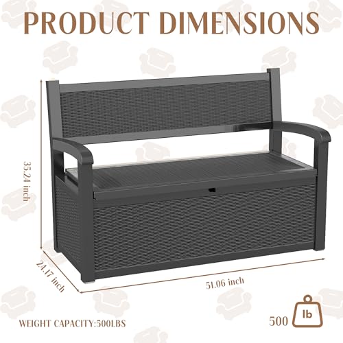 80 Gallon Outdoor Storage Bench Lockable Deck Box Outdoor Storage Box Waterproof for Patio