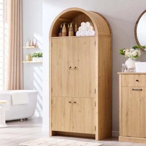 71" Tall Arched Bathroom Storage Cabinet