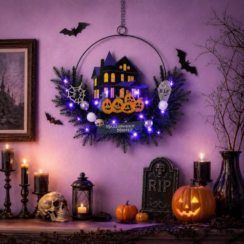 Halloween Wreath with Lights