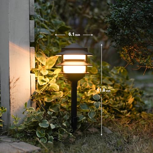 Landscape Lighting 4PK Pathway Lights Low Voltage 2.2 Watt LED 12V AC Landscape Lights 30 Lumen Warm White with Cable Connectors Metal Stakes 9122 (4 Count)