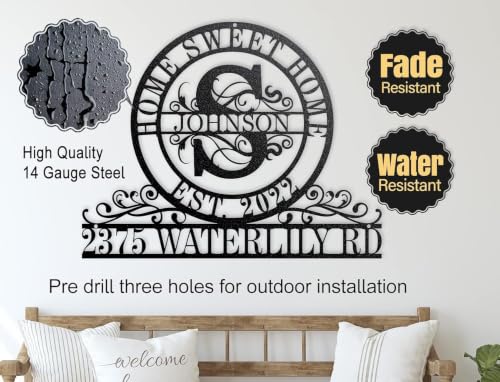 Custom Initial Split Metal Address Sign