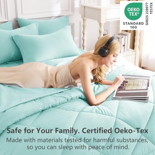 King Comforter Set 102"x90" Spa Blue