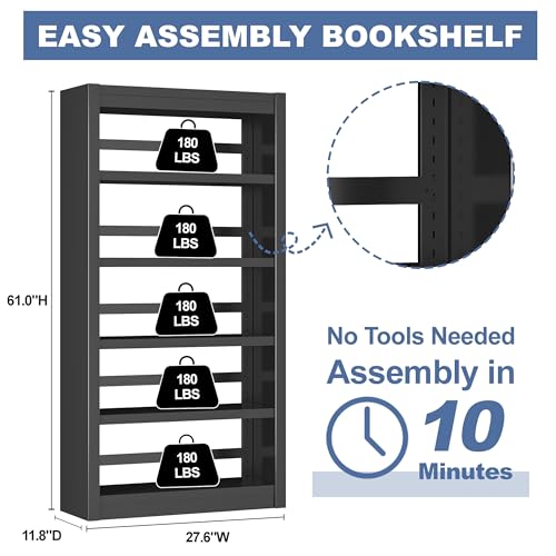Metal Bookshelf (5 Count)