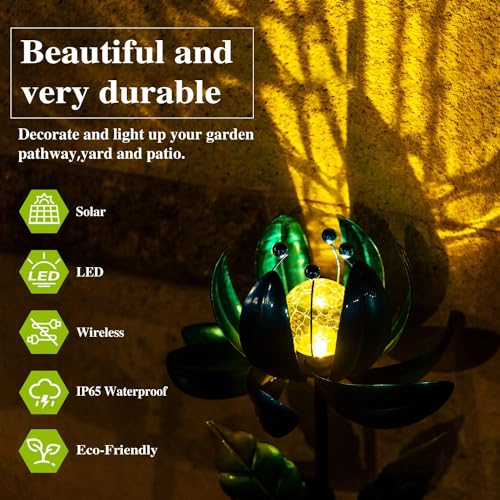 Solar Garden Lights Metal Flower Decor