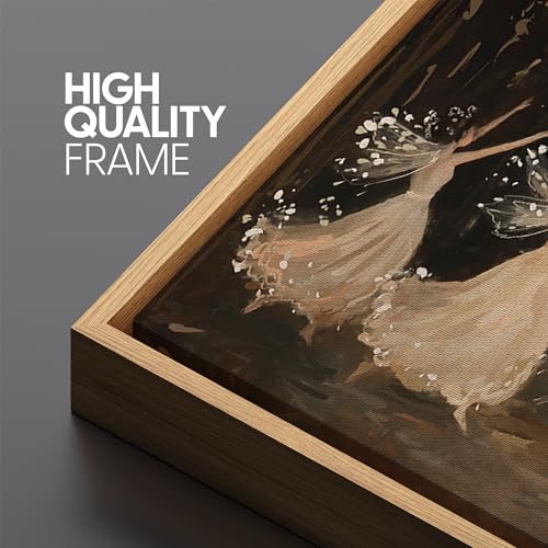 Extra Large Framed Canvas Print Wall Art Ballet Dancers in Motion Romantic Impressionist Dance Scene Illustrations Decorative Colorful Multicolor for Bedroom