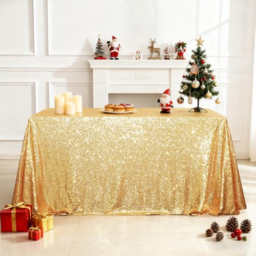 Sequin Tablecloth 60x102 Inch Gold for Wedding Party