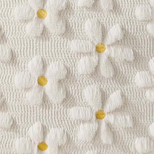 Spring Summer Pillow Covers 12x20 inch Set of 2 White Daisy (2 Count)