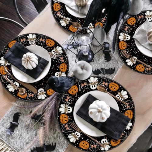 Ghost Cat Halloween Round Placemats Set of 4 (4 Count)