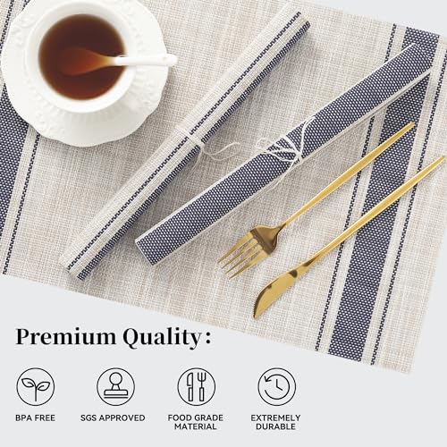 Khaki Blue Placemats (12 Count)