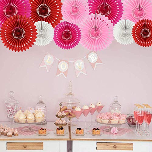 Honeycomb Round Paper Fans Red Pink Mix Hanging Party Decoration (9 Count)
