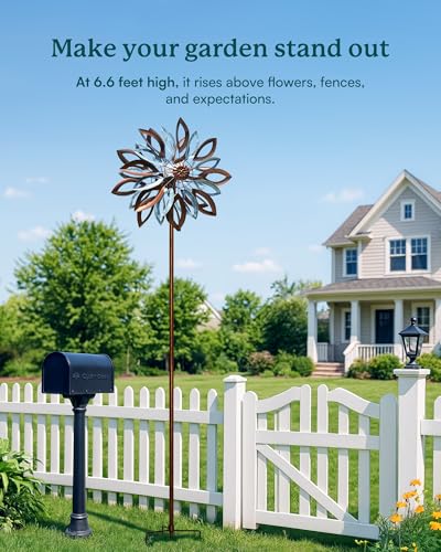 Yard Garden Wind Spinners with Solar Lights