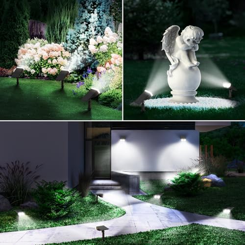 Solar Lights Outdoor Waterproof Landscape Spotlight Daylight 6 Pack (6 Count)