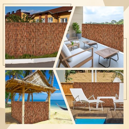Brown 5.6FT X16.4FT Reed Fencing Roll Bamboo Privacy Fence Screen