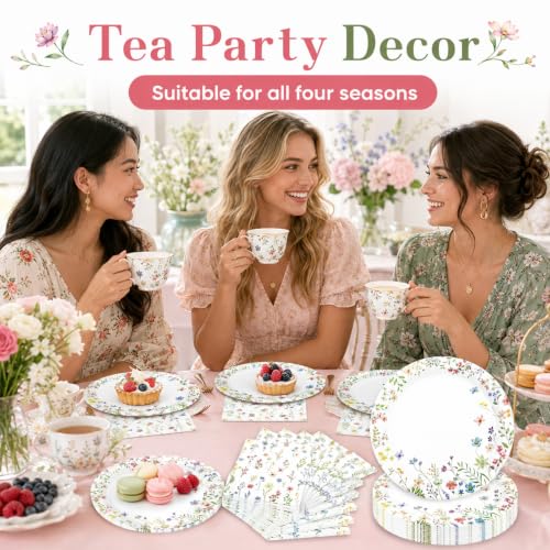 40 pcs Wildflower Wedding Birthday Party Paper Plates and Napkins (40 Count)