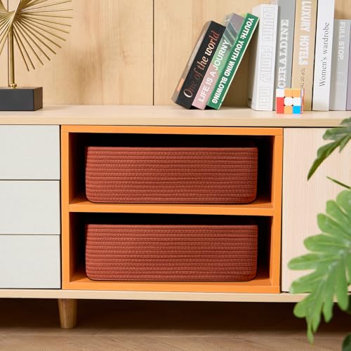 Large Shallow Organizing Baskets 15x11x5.1 Inches (2 Count)