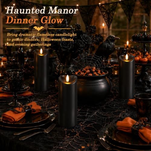 Halloween Black Waterproof LED Candles with Remote Timer