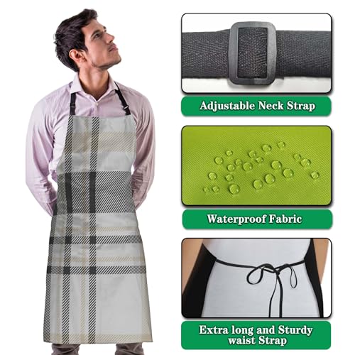 Makeup Apron for Women Plaid Texture Funny Aprons for Men for Kitchen Cooking Restaurant BBQ Painting Crafting Gardening 27”