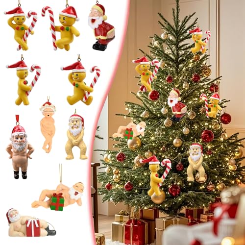 10Pcs Christmas Hanging Ornaments Santa Claus Gingerbread Man