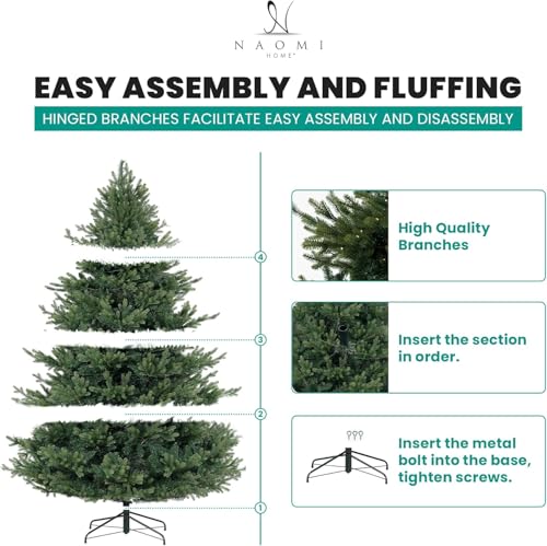 9ft Traditional Christmas Tree with Lights Realistic Classic Christmas Tree Prelit with 6230 Branch Tips 1000 Warm Lights and Metal Stand Aritificial