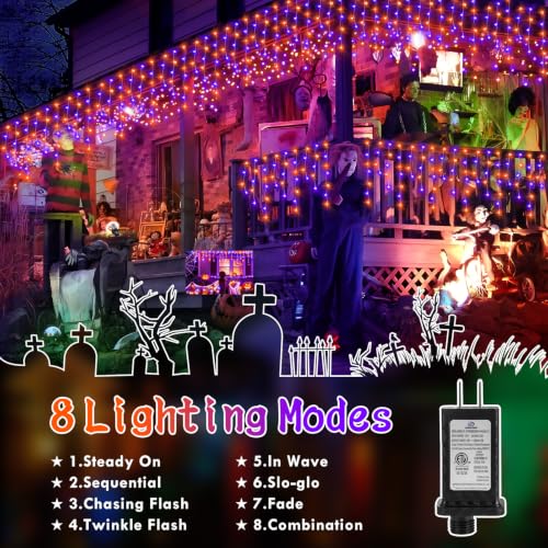 99FT 1216 LED Orange Purple Halloween Lights Decortation
