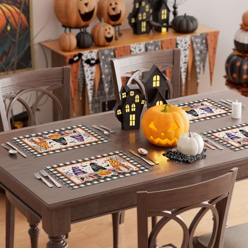 Halloween Gnome Placemats Set of 6 Table Decor12x18 Inch (6 Count)