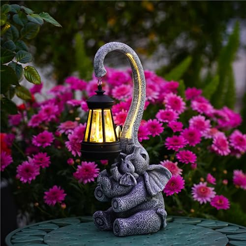 Elephant Outdoor Statues with Cute Baby Garden Decor
