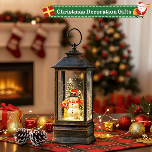 Christmas Snow Globes Water Lantern with Snowman