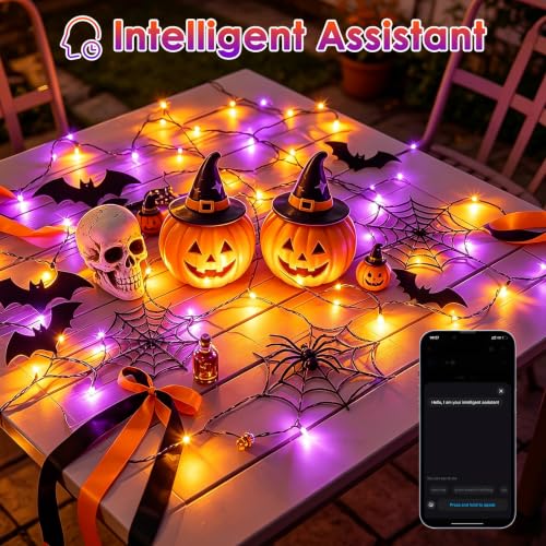 Smart Color Changing Halloween Light 198FT 600 LED Orange Purple App Remote