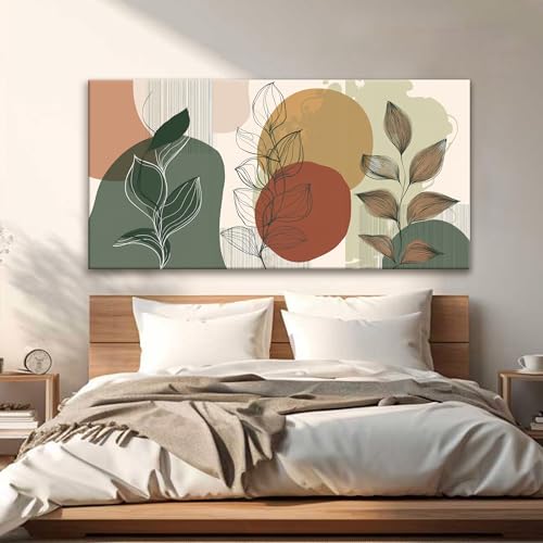Green Canvas Art Wall Decor Abstract Boho Wall Art For Living Room 24x48