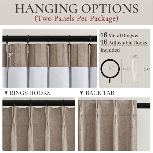 Dark Flax Living Room Curtains 84 Inches Long (2 Count)