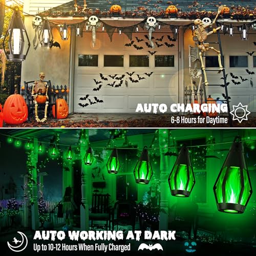 42FT 15 LED Solar Flame Halloween String Lights Outdoor (42 Foot)