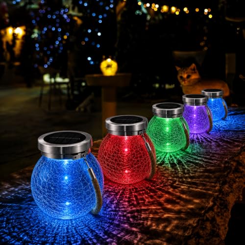 Solar Glass Jar Lantern RGB Color Changing (2 Count)