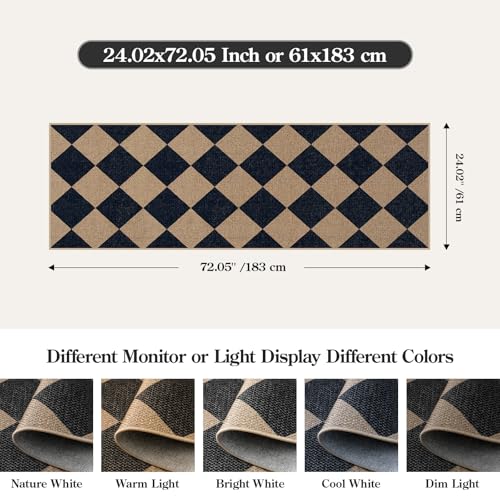 Checkered Easy Jute Outdoor Runner Rug