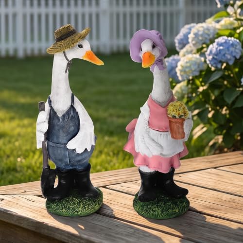 Large Porch Goose Statue Yard Concrete Geese Decor Garden Decorations (3 Count)