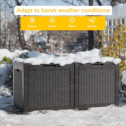 31 Gallon Wicker Pattern Resin Deck Box