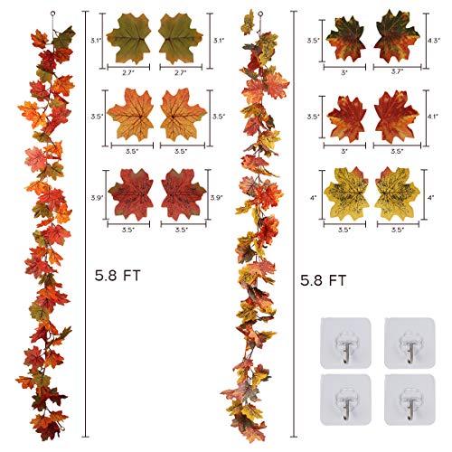 2 Pack Fall Maple Garland Autumn Hanging Fall Leave Vines (2 Count)