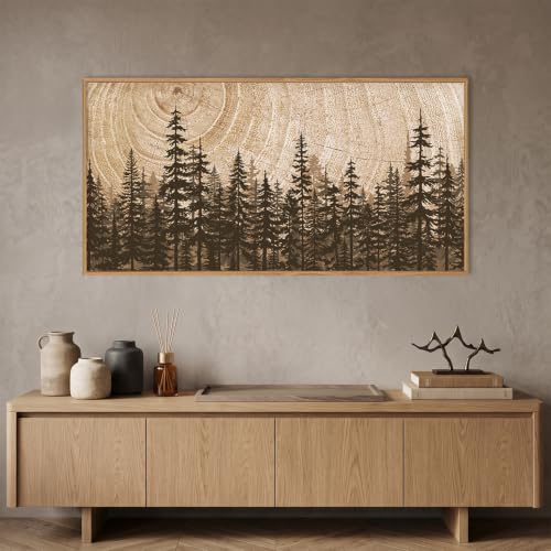 Rustic Pine Tree Forest Framed Canvas Wall Art Set