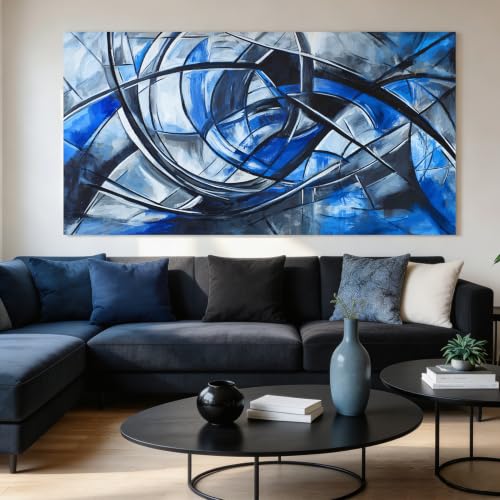 Abstract Wall Art Decor Oversized Wall Art Pictures for Living Room Abstract Canvas Art Wall Decor Modern Large Blue Wall Art Prints Black and White Wall Art Decor Bedroom Office Decor 29" X 58"