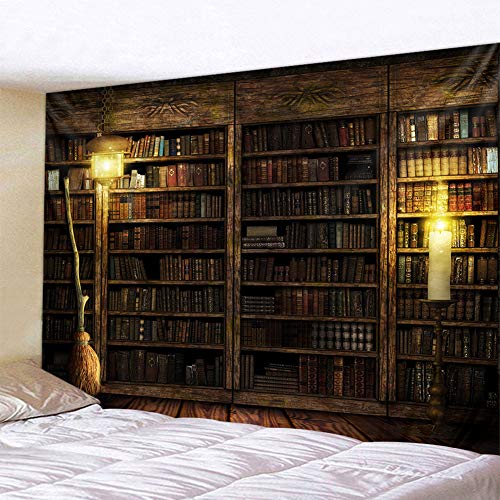 Vintage Bookshelf Tapestry Wall Hanging