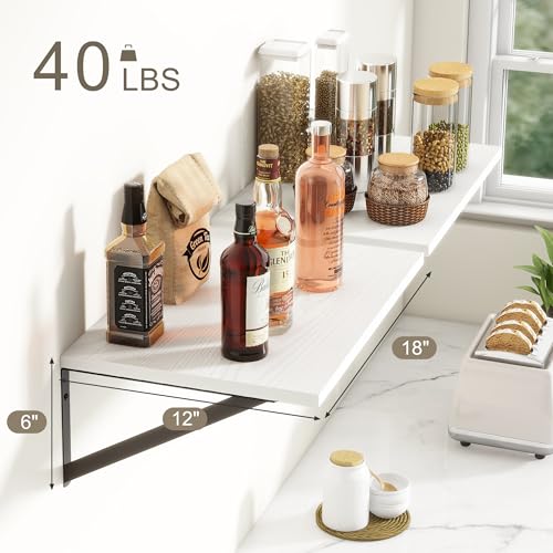 White Floating Shelves 18 Inch Long (2 Count)